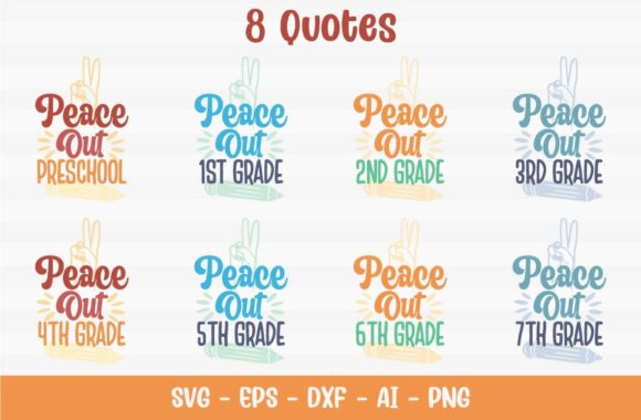 Peace Out School Quotes: A Playful Graphic Design Asset for Crafts and Local Branding